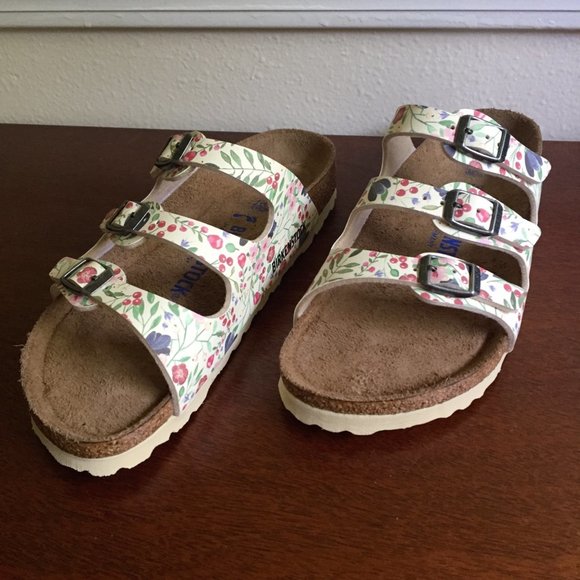 birkenstock florida meadow flowers beige